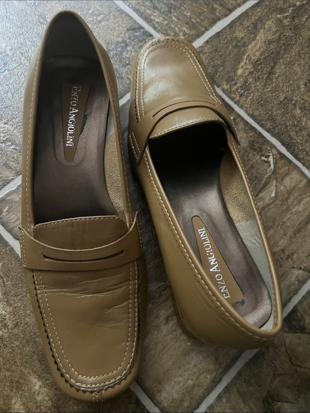 Enzo Angiolini Olive-Tan Leather Penny Loafers
